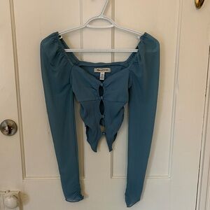 Urban Outfitters Teal Cutout Blouse